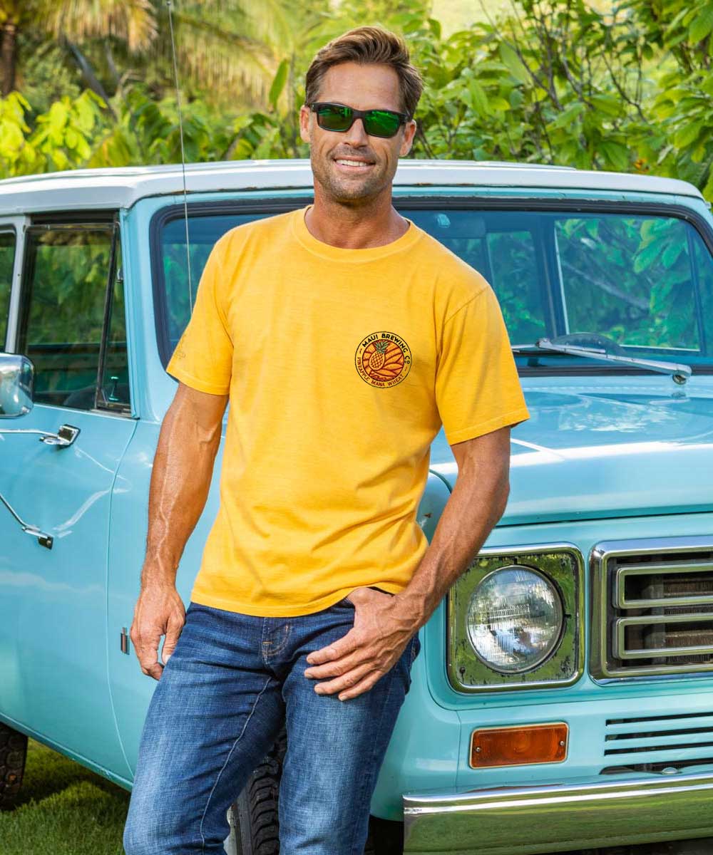 Maui Brewing Co Pineapple - Pineapple Dyed Short Sleeve Crewneck T-Shirt - Image 3