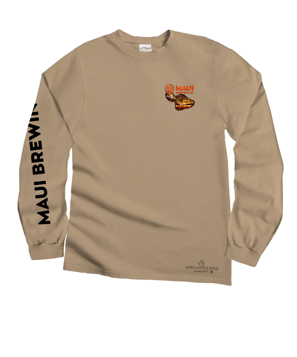 Maui Brewing Co Retro Sunset - Kona Coffee Dyed Long Sleeve Crewneck T-Shirt - Image 4