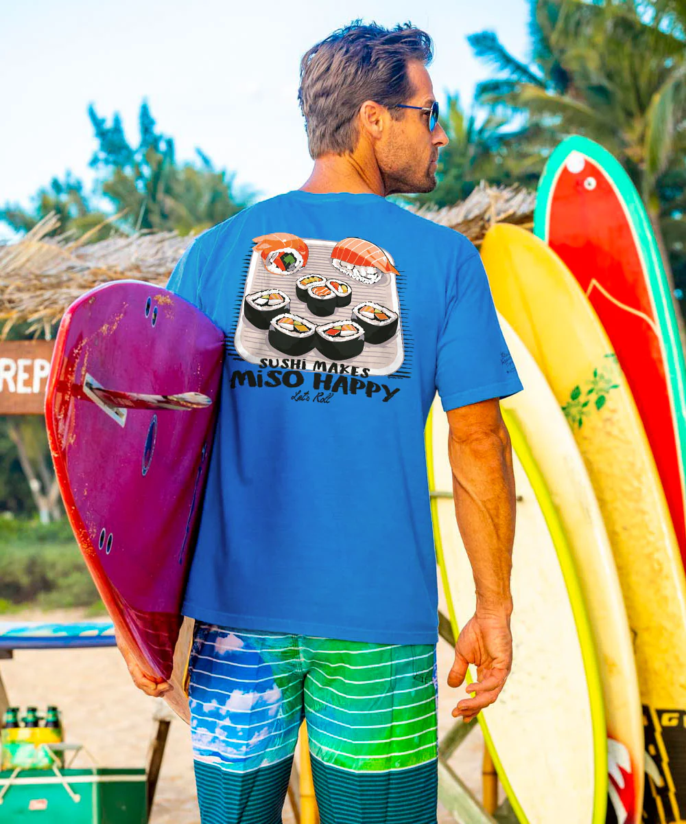 Miso Happy - Blue Hawaii Dyed Short Sleeve Crewneck T-Shirt - Image 2