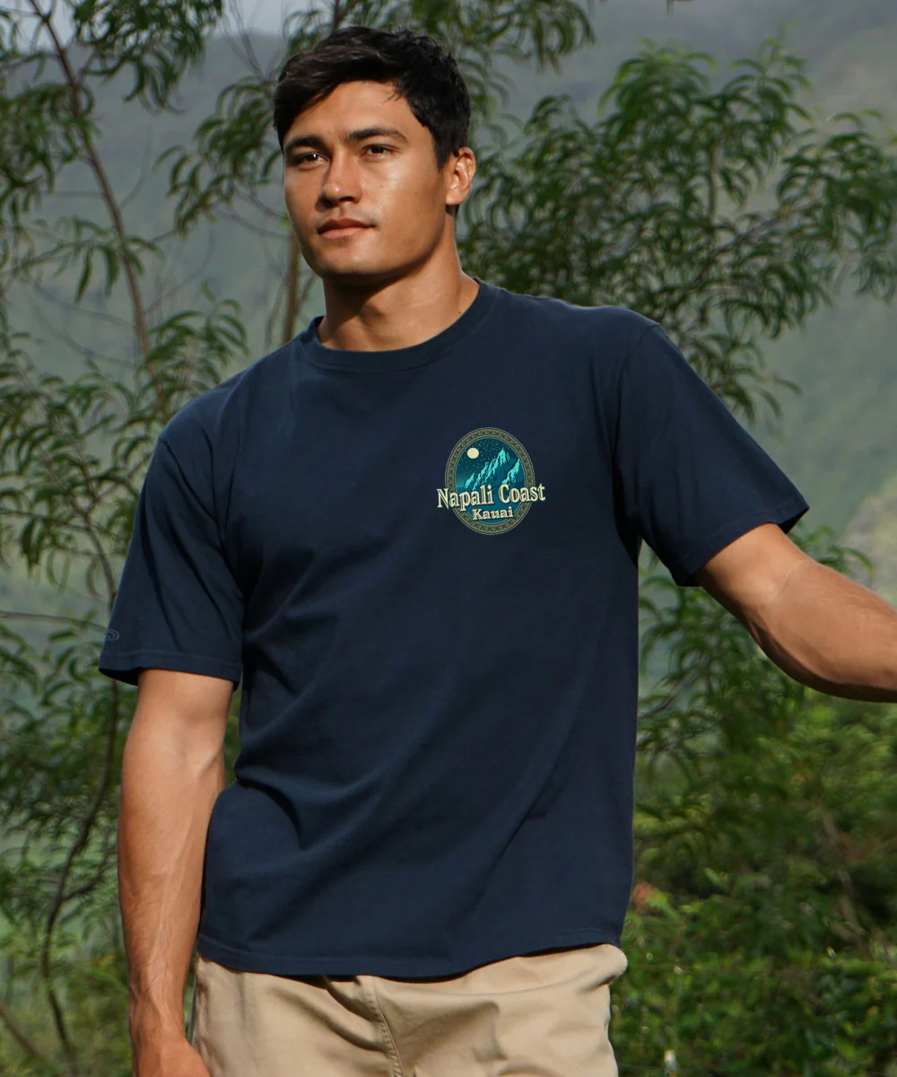 Moonlight Napali - Navy Short Sleeve Crewneck T-Shirt - Image 3