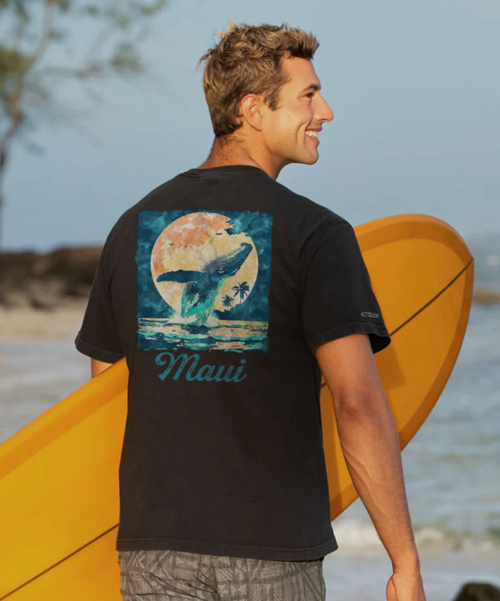 Moonlight Whale - Black Short Sleeve Crewneck T-Shirt - Image 2