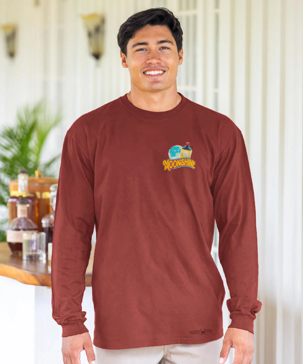 Moonshine XXX - Whiskey Dyed Long Sleeve Crewneck T-Shirt - Image 3