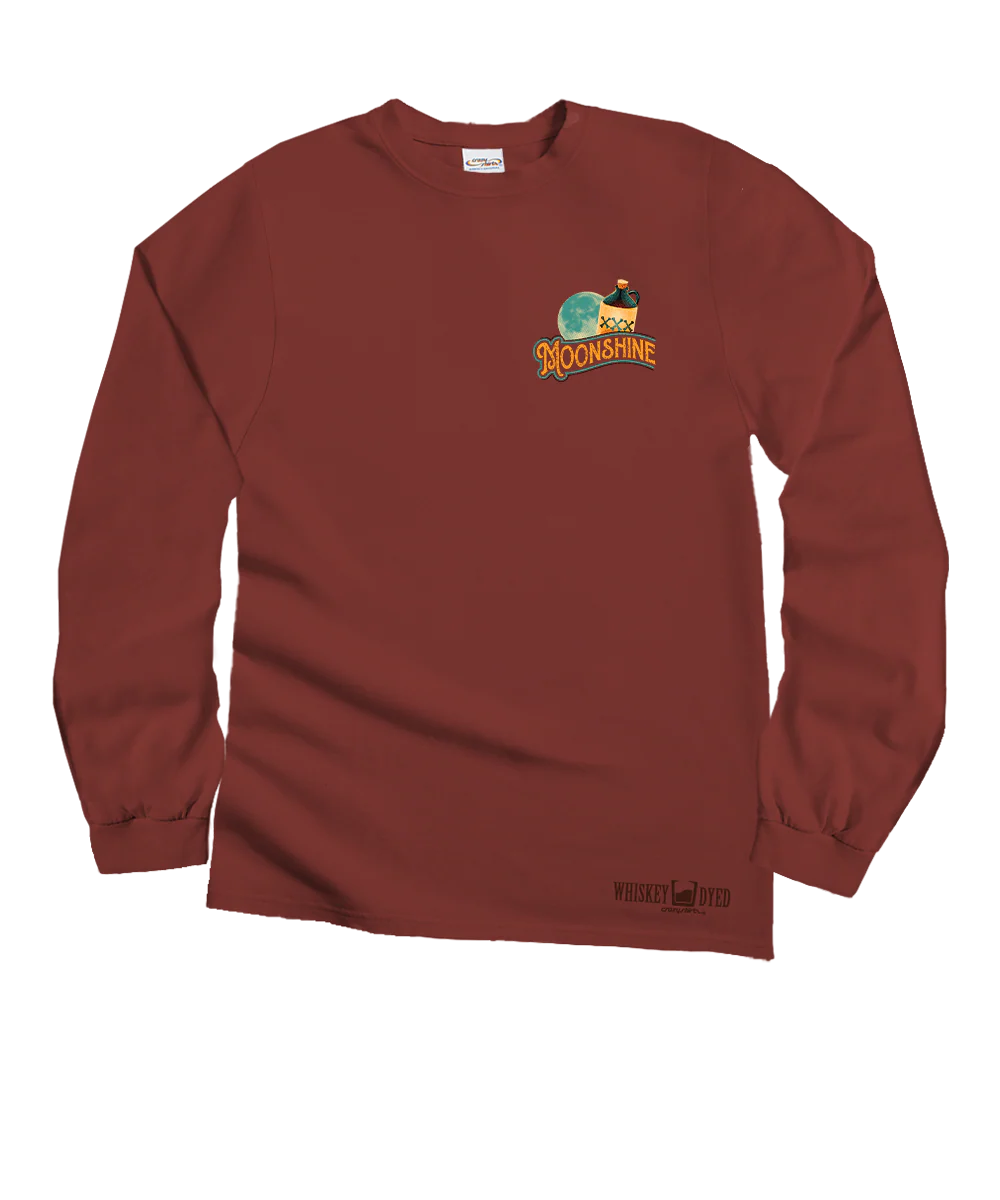 Moonshine XXX - Whiskey Dyed Long Sleeve Crewneck T-Shirt - Image 4