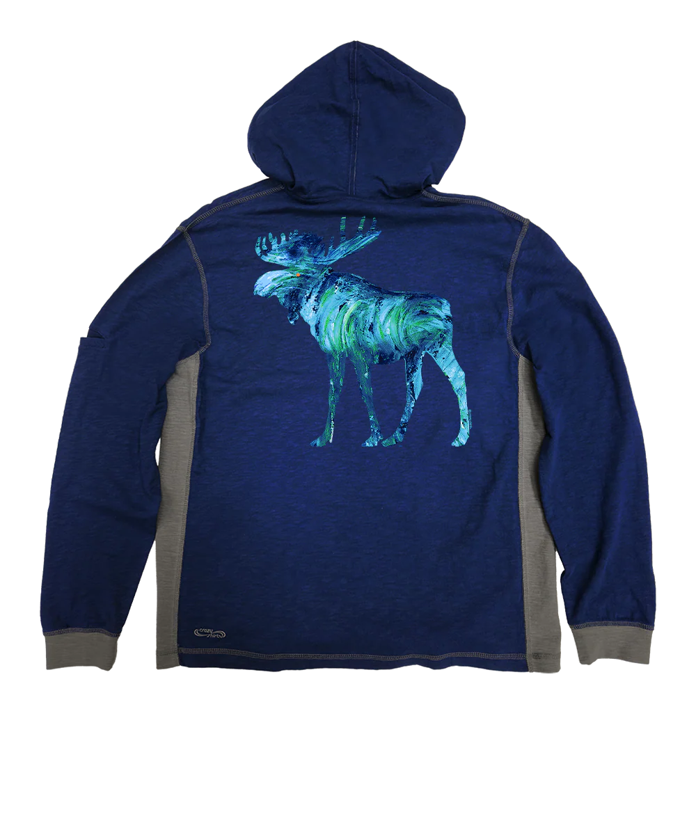 Mooooose - Midnight/Gray Long Sleeve Longboard Hooded Tee