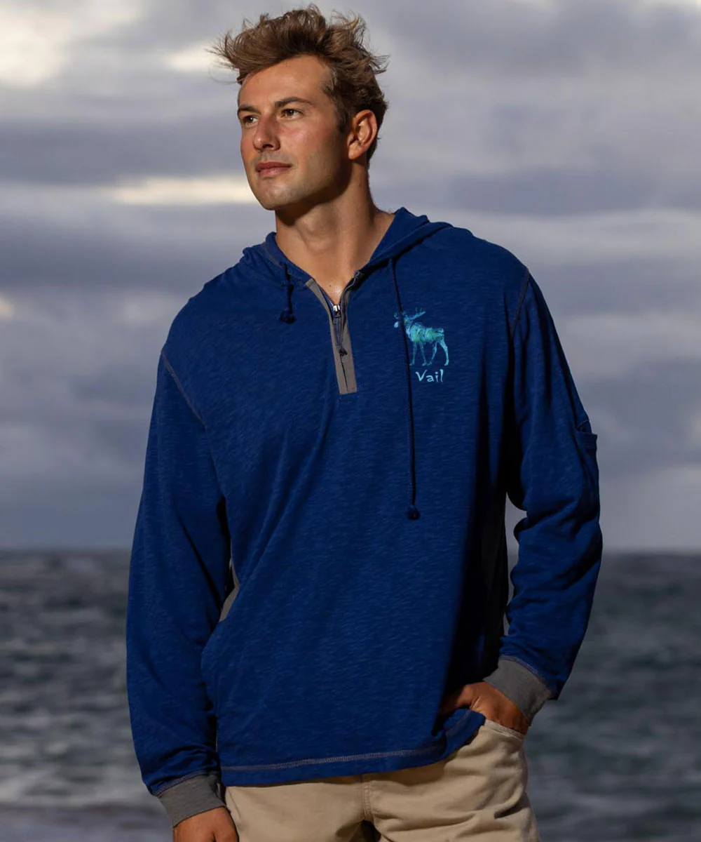 Mooooose - Midnight/Gray Long Sleeve Longboard Hooded Tee - Image 3
