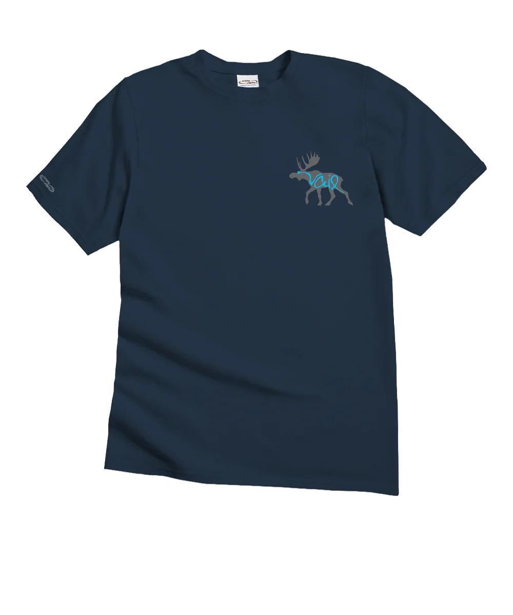 Moose Sighting - Navy Short Sleeve Crewneck T-Shirt - Image 4
