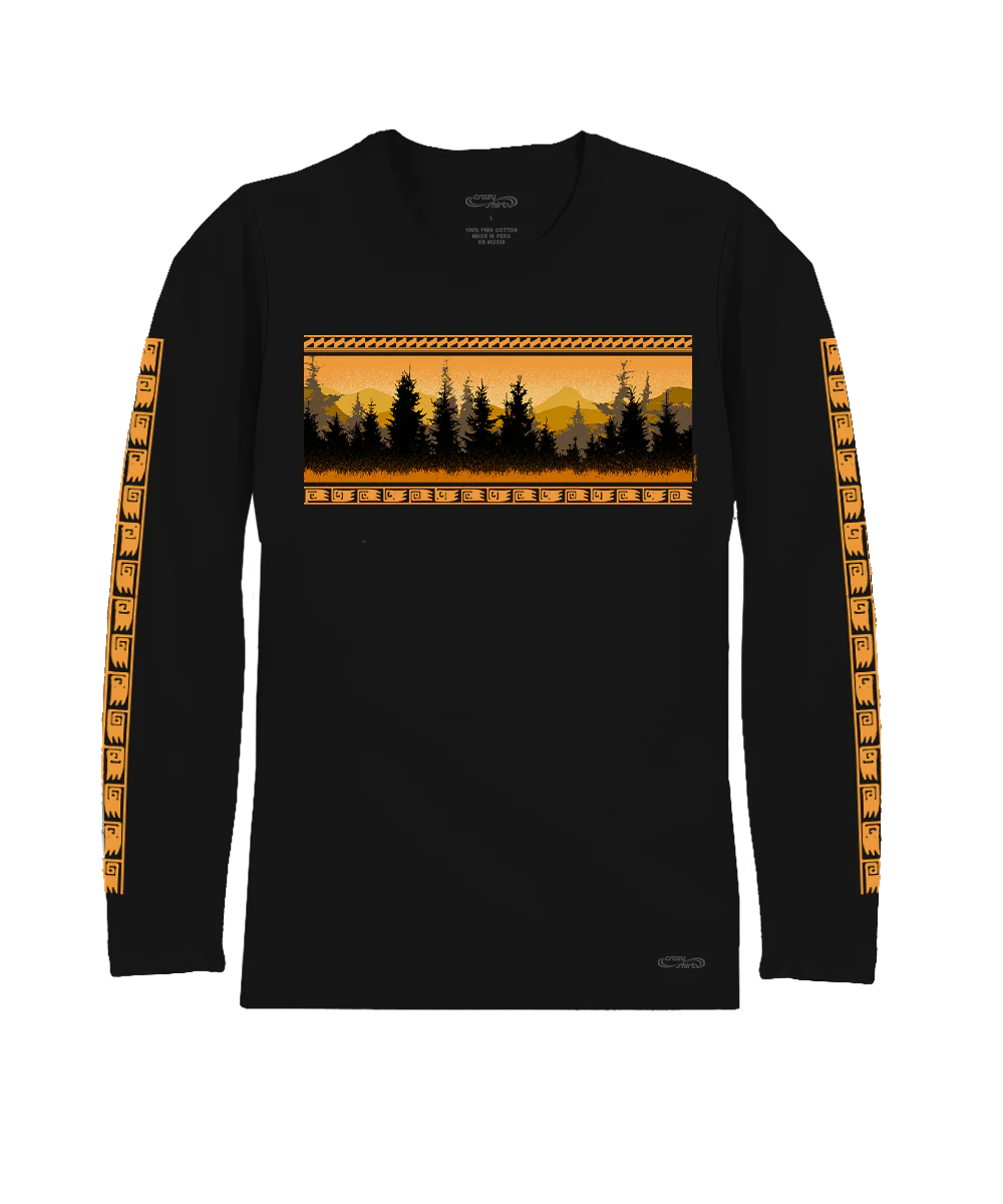 Mountain View Band - Jet Black Long Sleeve Pima T-Shirt - Image 4
