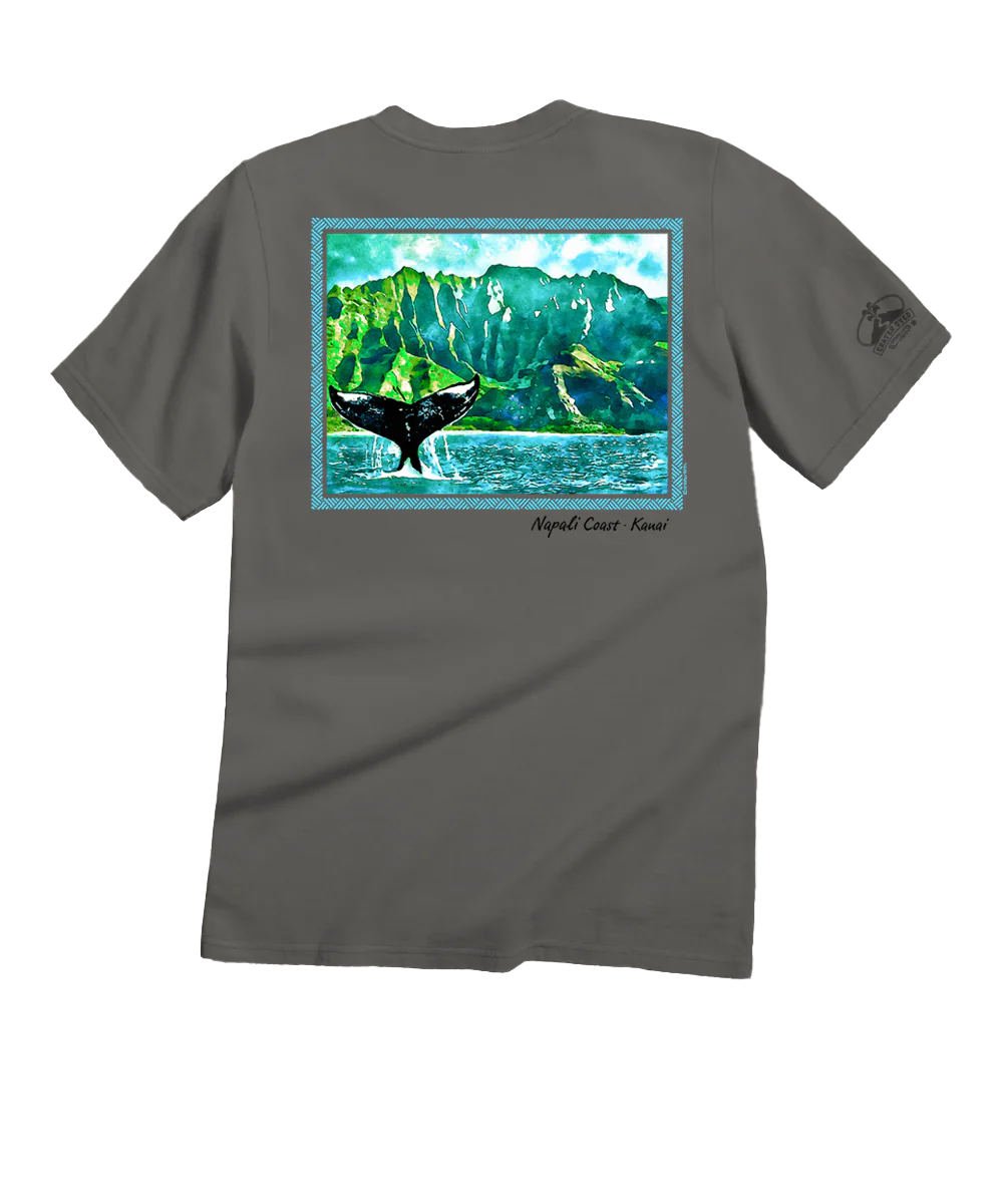 Napali Whale Tail Scenic - Crater Dyed® Short Sleeve Crewneck T-Shirt