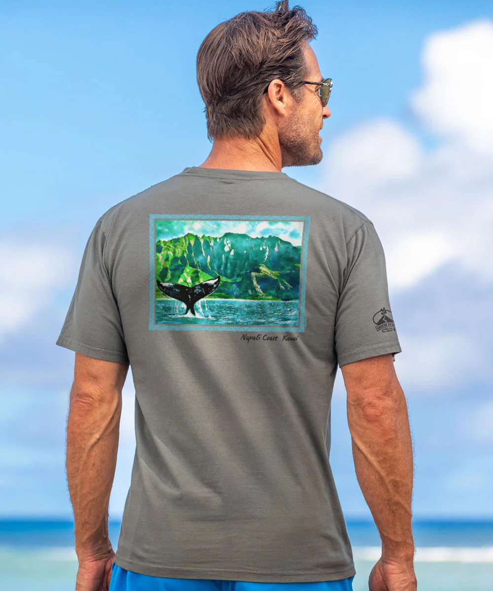 Napali Whale Tail Scenic - Crater Dyed® Short Sleeve Crewneck T-Shirt - Image 2