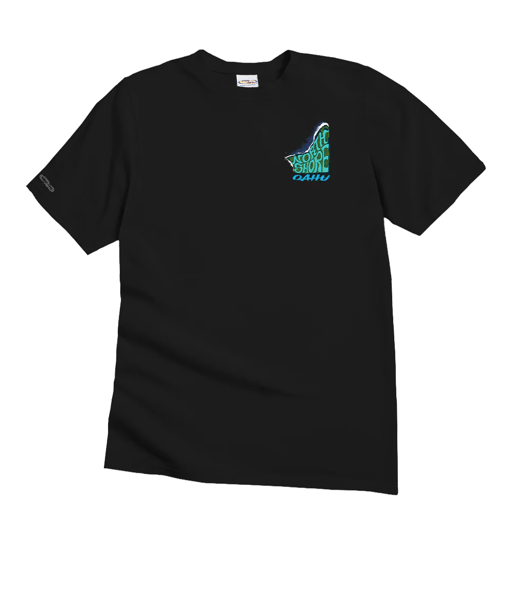 North Shore Breaks - Black Short Sleeve Crewneck T-Shirt - Image 4