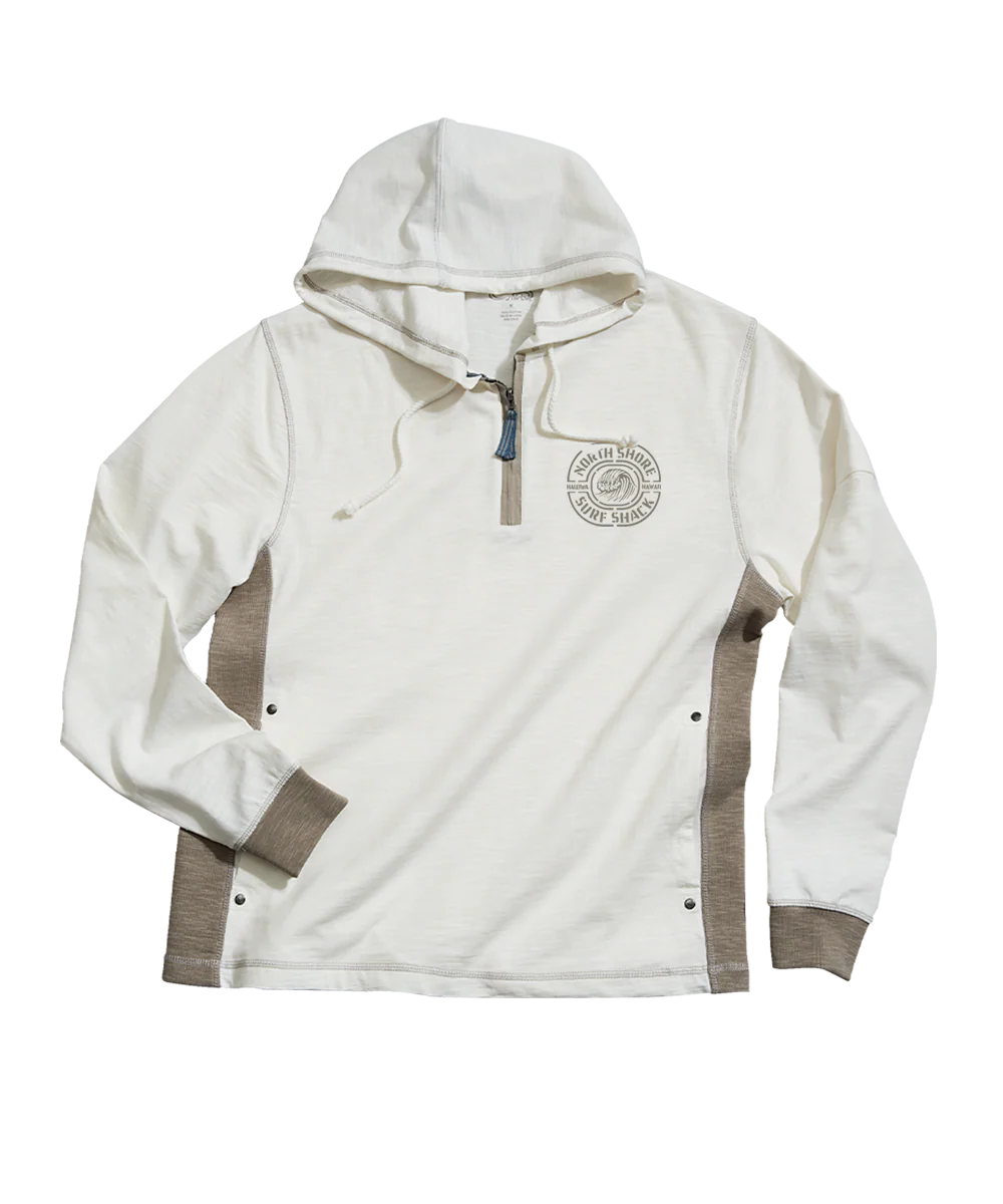 North Shore Surf Shack - Natural/Gray Long Sleeve Longboard Hooded Tee - Image 4