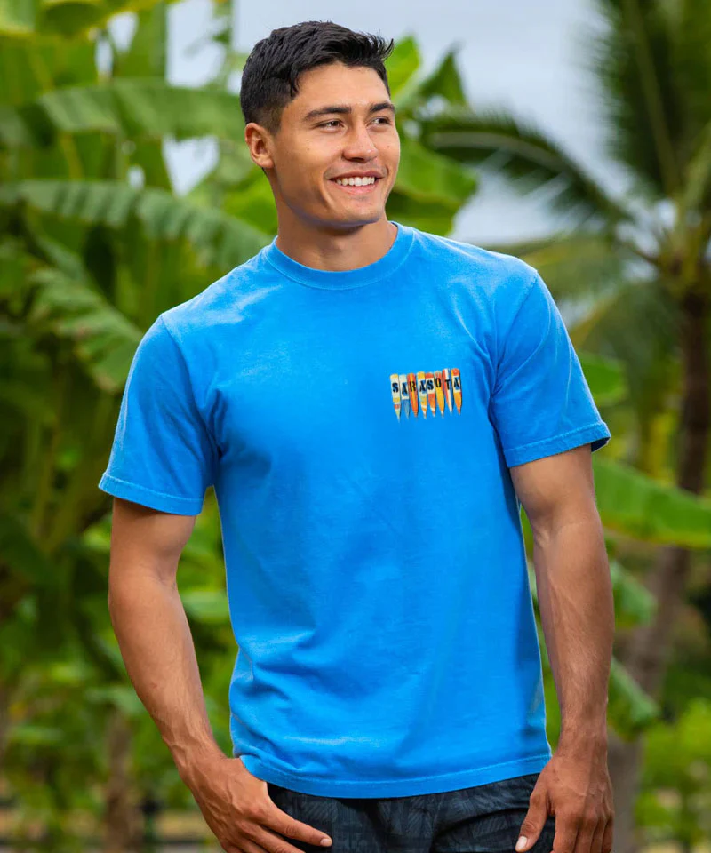 Oars - Blue Hawaii Dyed Short Sleeve Crewneck T-Shirt - Image 3