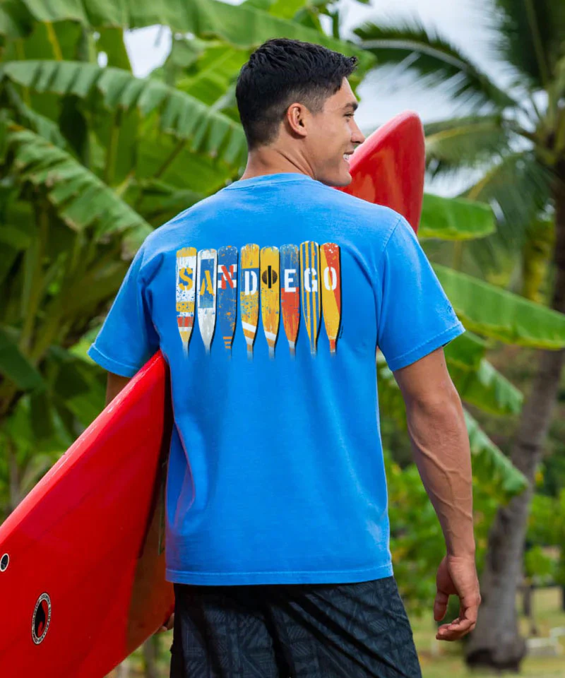 Oars - Blue Hawaii Dyed Short Sleeve Crewneck T-Shirt - Image 2