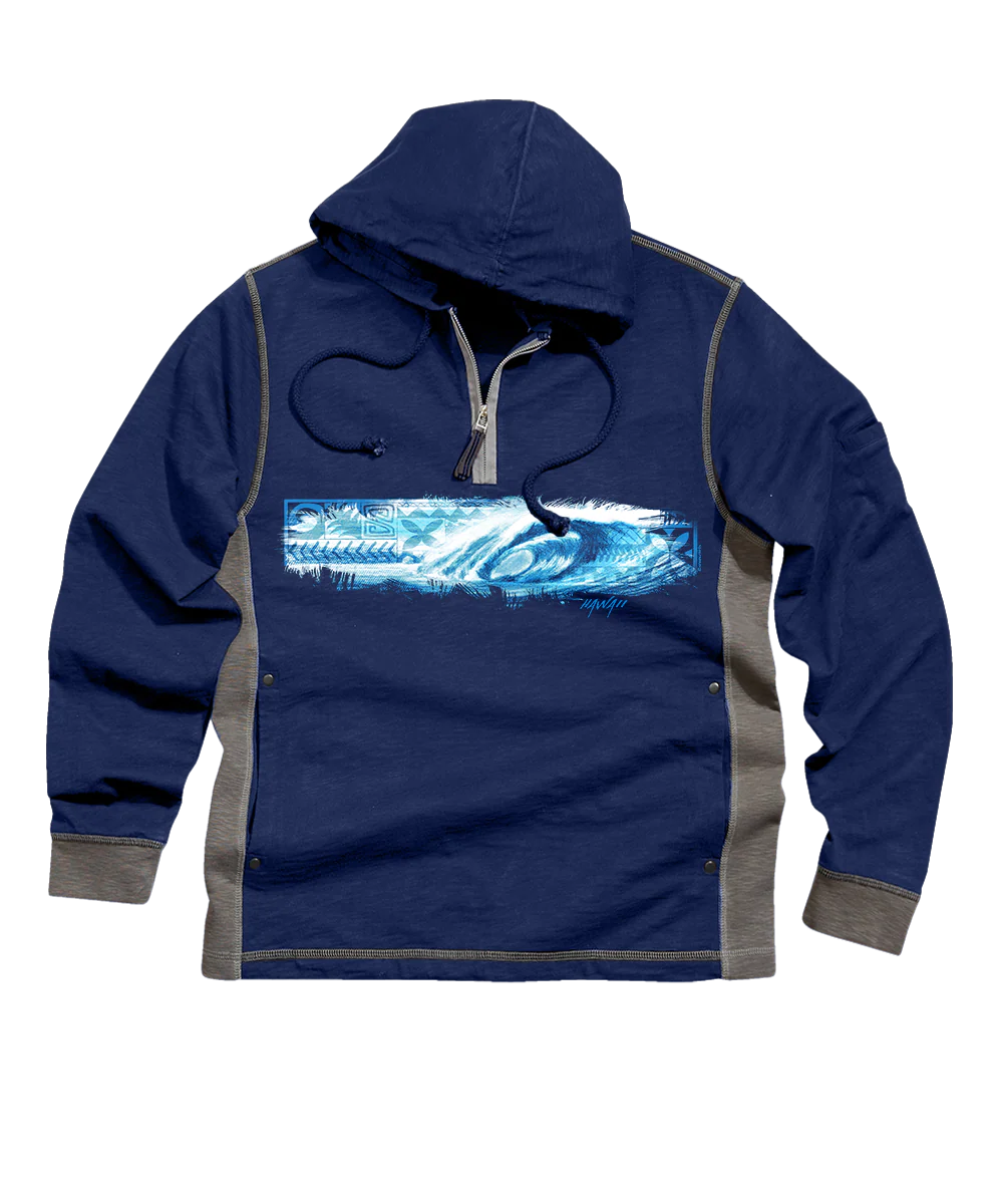 Ocean Soul - Midnight/Gray Long Sleeve Longboard Hooded Tee