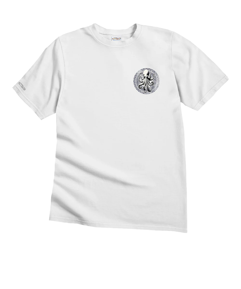 Octopus Tribal Circle - White Short Sleeve Crewneck T-Shirt - Image 4