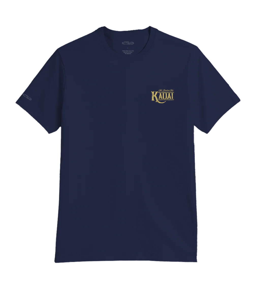 Old Kauai Map - Indigo Short Sleeve Pima T-Shirt - Image 4