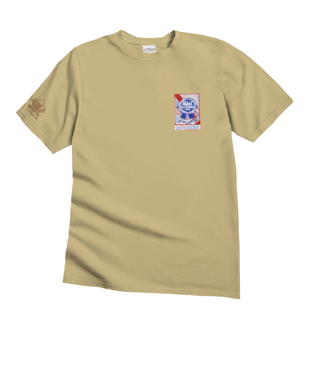 Pabst Blue Ribbon Sketch - Beer Dyed Short Sleeve Crewneck T-Shirt - Image 3