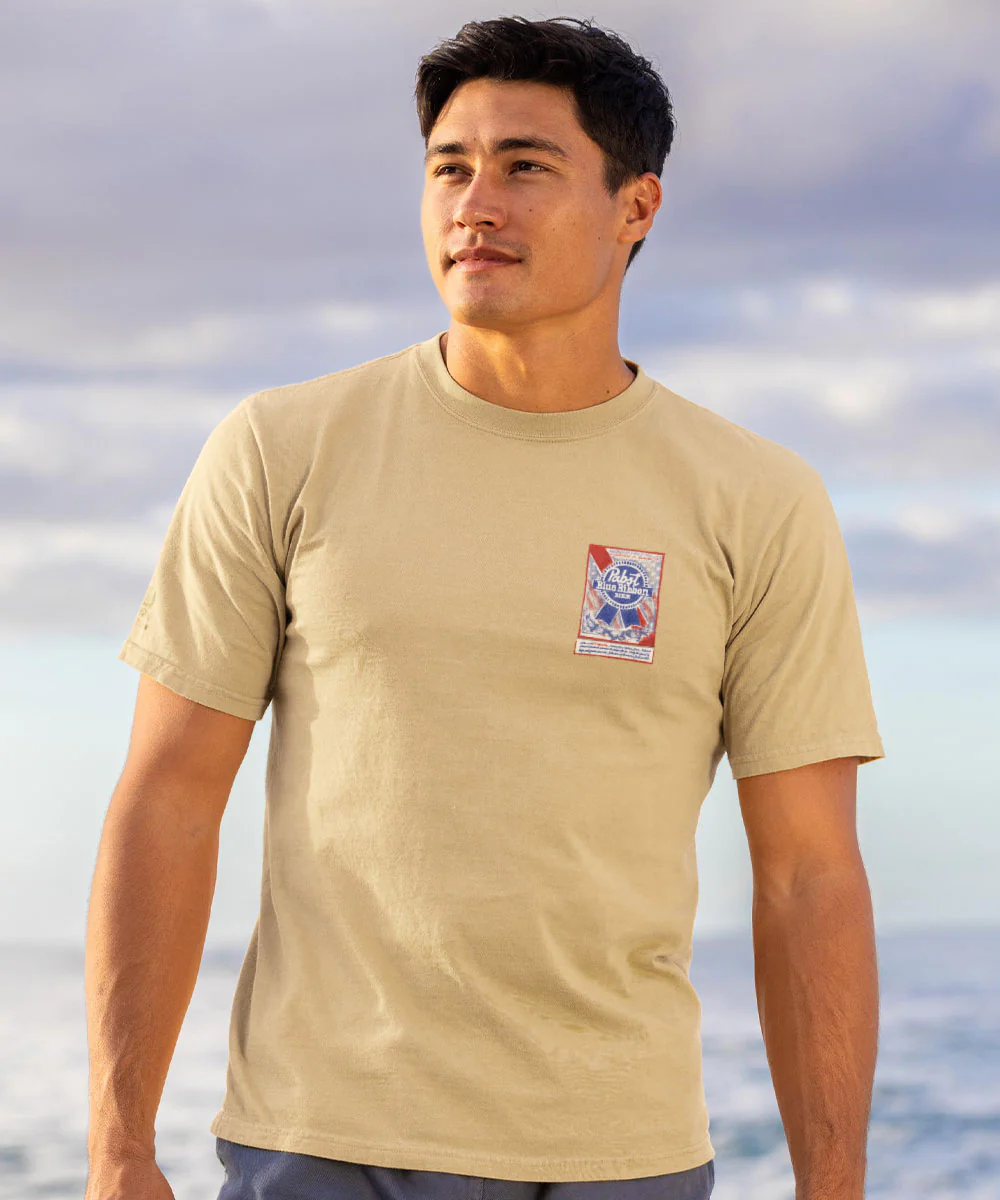 Pabst Blue Ribbon Sketch - Beer Dyed Short Sleeve Crewneck T-Shirt - Image 4