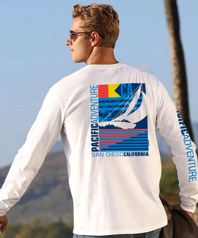 Pacific Adventure - White Long Sleeve Crewneck T-Shirt - Image 2