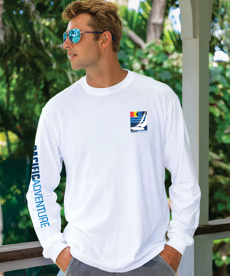 Pacific Adventure - White Long Sleeve Crewneck T-Shirt - Image 3
