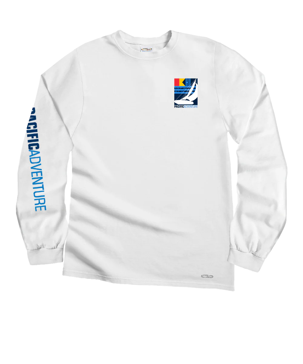Pacific Adventure - White Long Sleeve Crewneck T-Shirt - Image 4