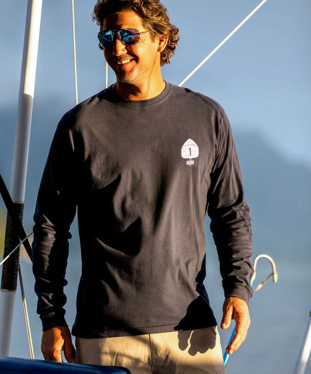 Pacific Coast Highway - Black Long Sleeve Crewneck T-Shirt - Image 3
