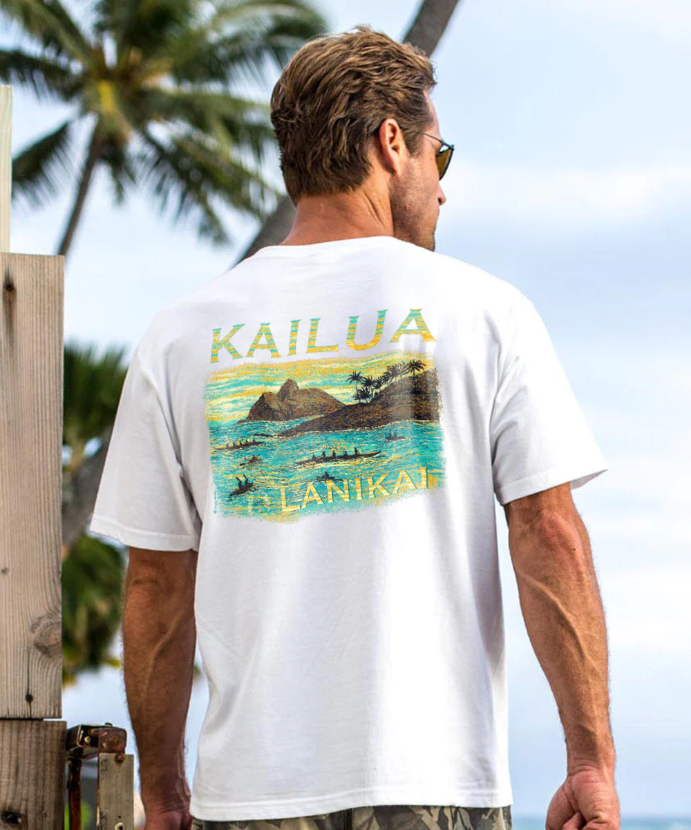Paddle To Lanikai - White Short Sleeve Crewneck T-Shirt - Image 2