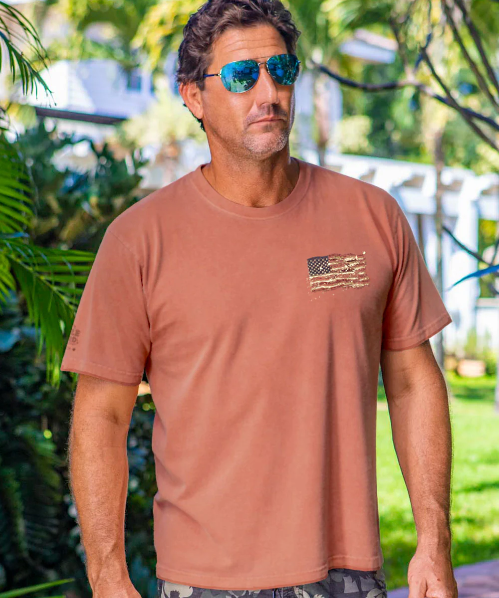 Painted Flag - Chile Dyed Short Sleeve Crewneck T-Shirt - Image 3