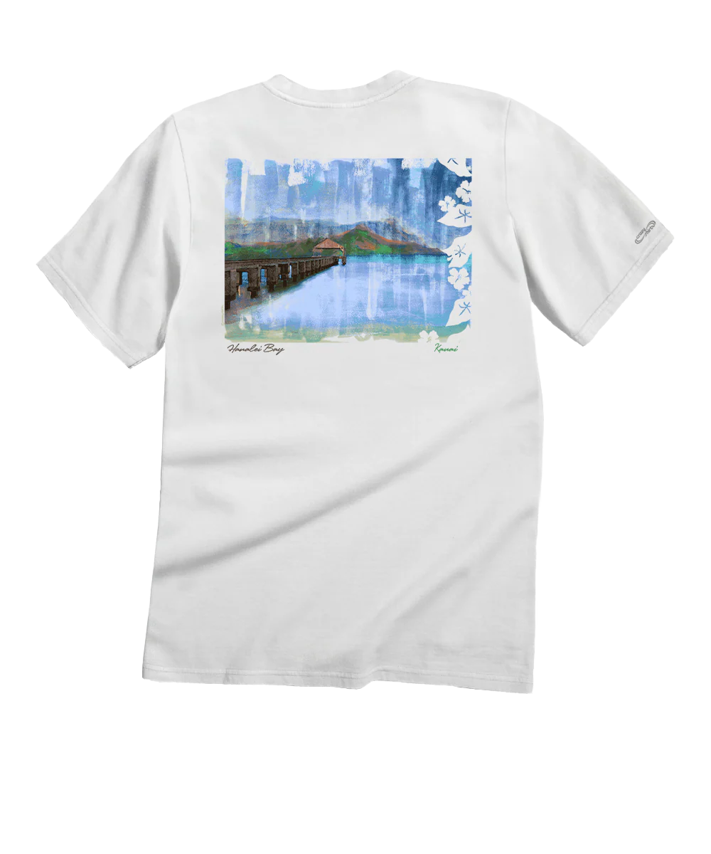 Painted Hanalei - White Short Sleeve Crewneck T-Shirt
