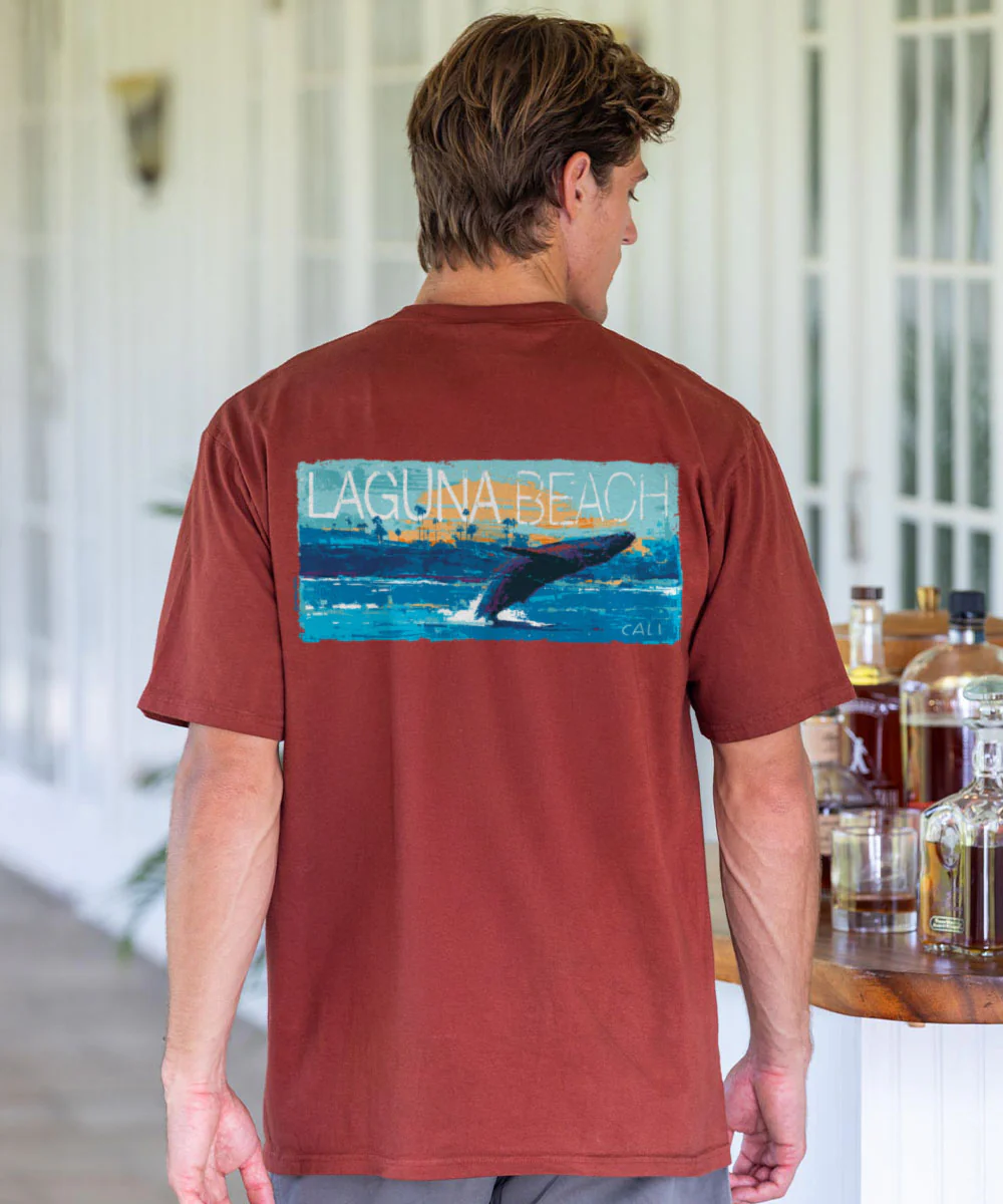 Painted Laguna Whale - Whiskey Dyed Short Sleeve Crewneck T-Shirt - Image 2