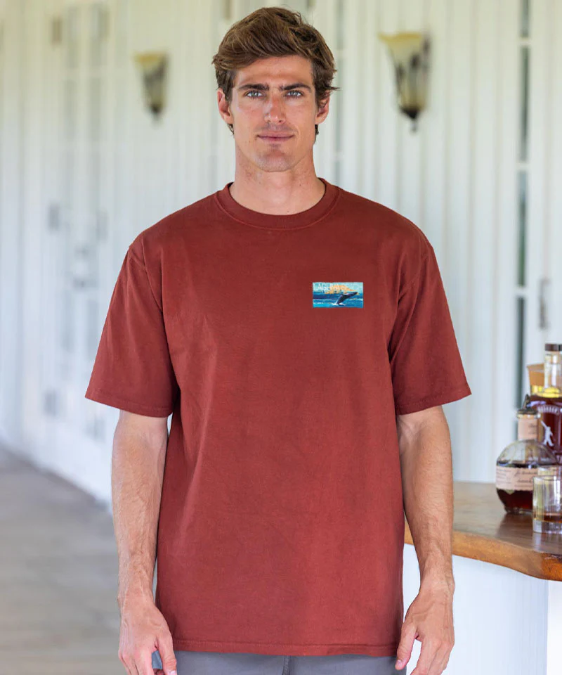 Painted Laguna Whale - Whiskey Dyed Short Sleeve Crewneck T-Shirt - Image 3