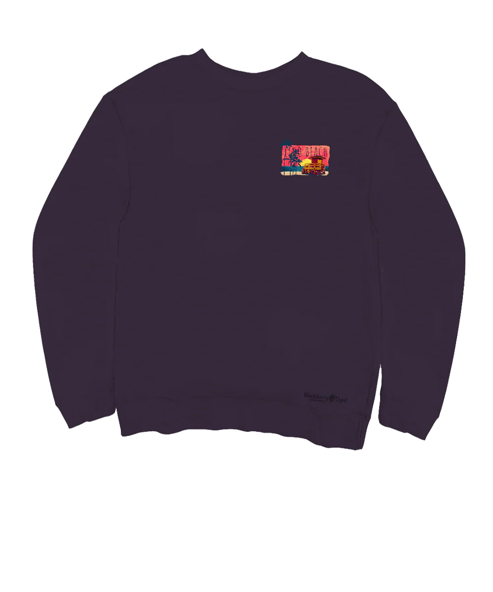 Painted Lido Beach - Blackberry Dyed Long Sleeve Sweatshirt - Image 4
