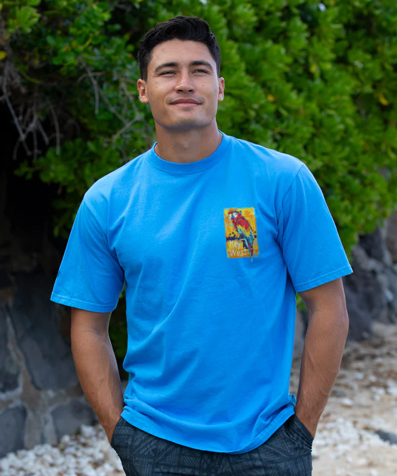Painted Parrot - Blue Hawaii Dyed Short Sleeve Crewneck T-Shirt - Image 3