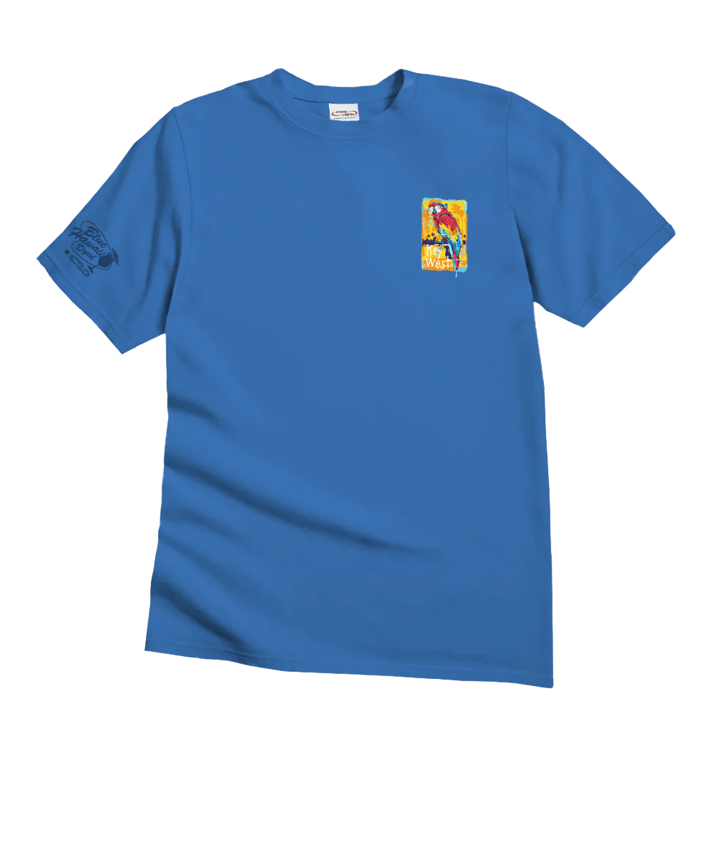 Painted Parrot - Blue Hawaii Dyed Short Sleeve Crewneck T-Shirt - Image 4