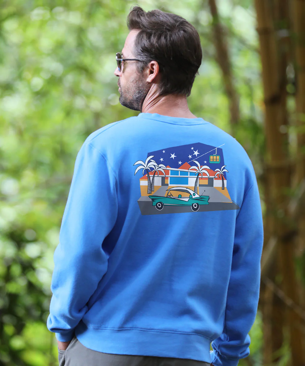 Palm Springs Style - Blue Hawaii Dyed Long Sleeve Sweatshirt - Image 2