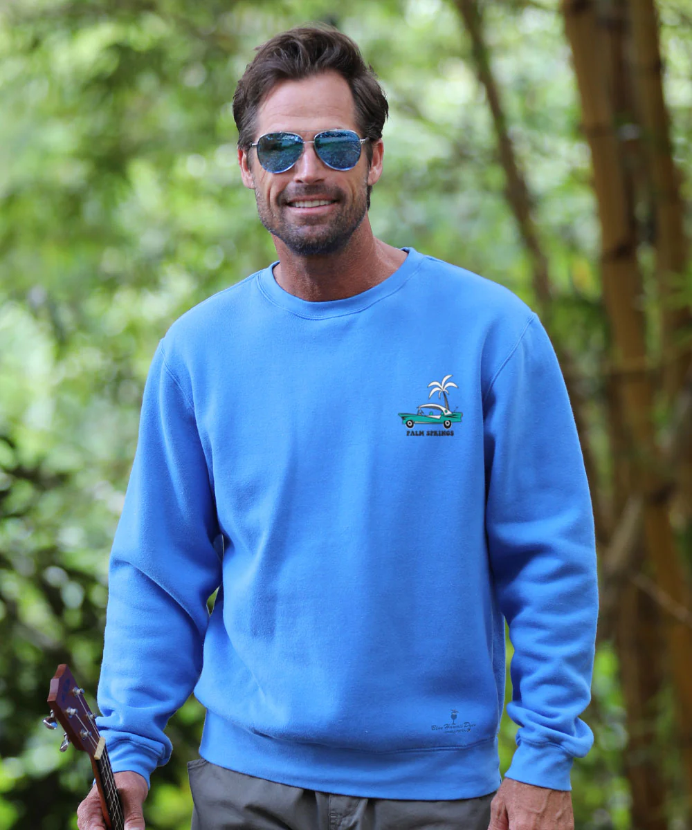 Palm Springs Style - Blue Hawaii Dyed Long Sleeve Sweatshirt - Image 3