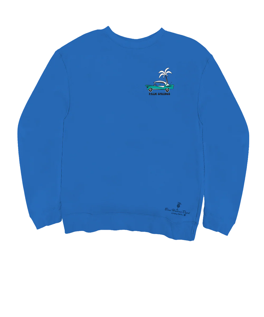 Palm Springs Style - Blue Hawaii Dyed Long Sleeve Sweatshirt - Image 4