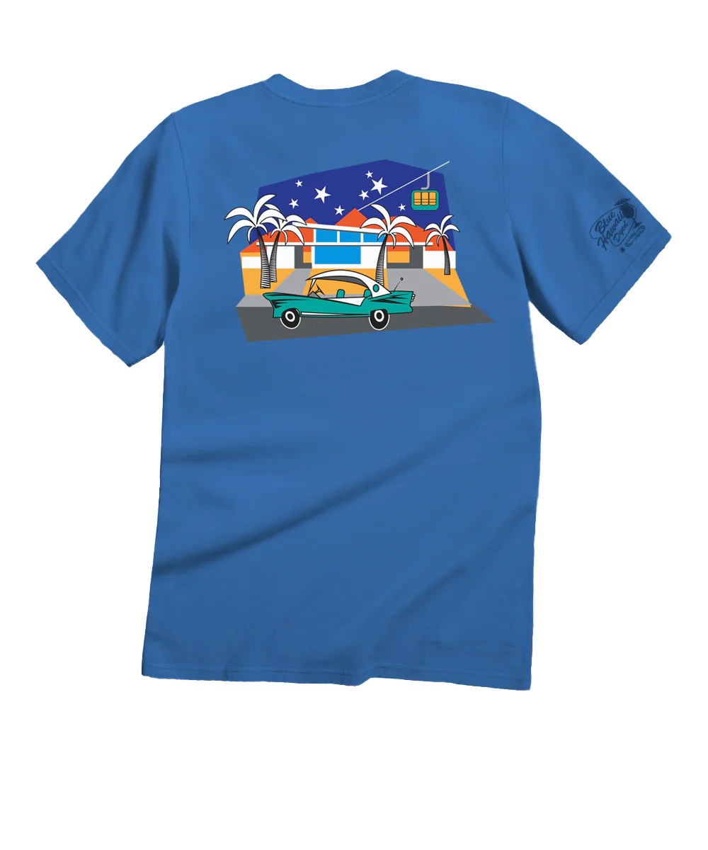 Palm Springs Style - Blue Hawaii Dyed Short Sleeve Crewneck T-Shirt