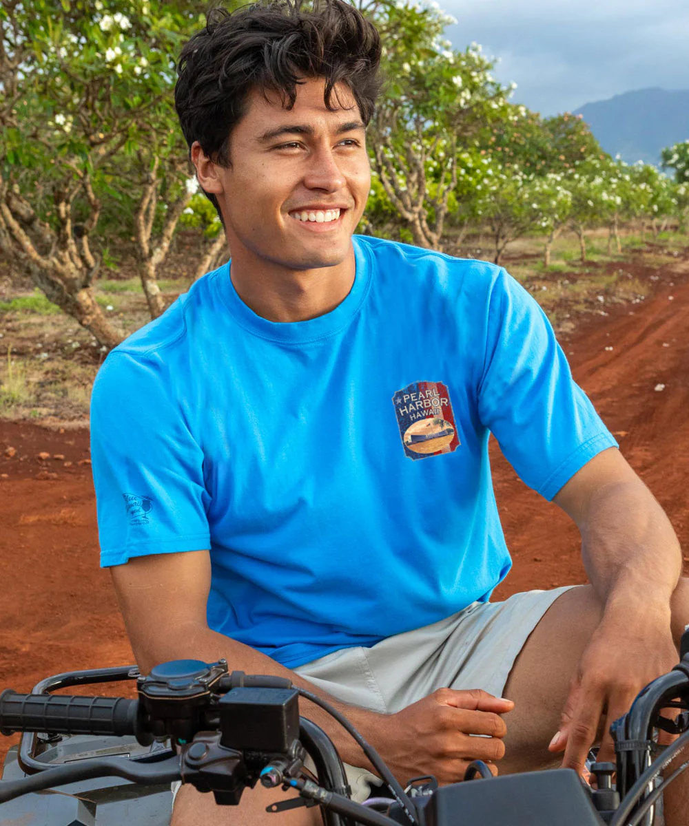 Pearl Harbor Vintage - Blue Hawaii Dyed Short Sleeve Crewneck T-Shirt - Image 3