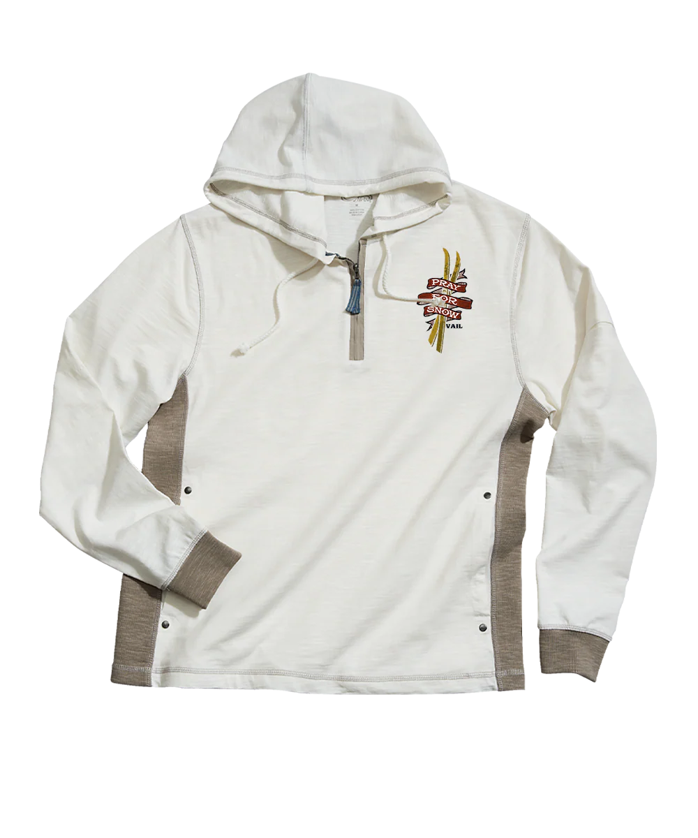Pray For Snow Ski - Natural/Gray Long Sleeve Longboard Hooded Tee - Image 4