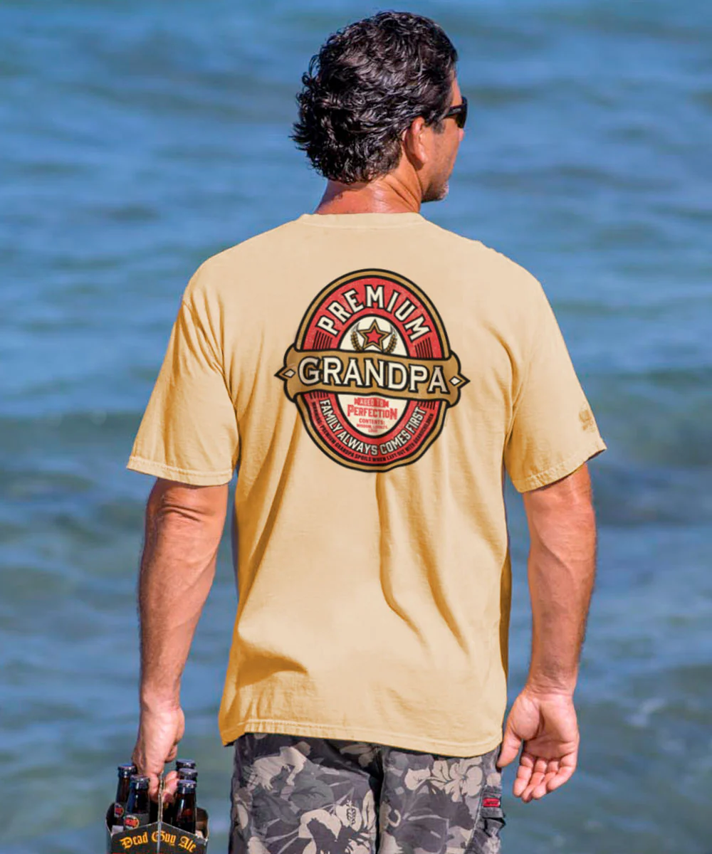 Premium Grandpa - Beer Dyed Short Sleeve Crewneck T-Shirt - Image 2