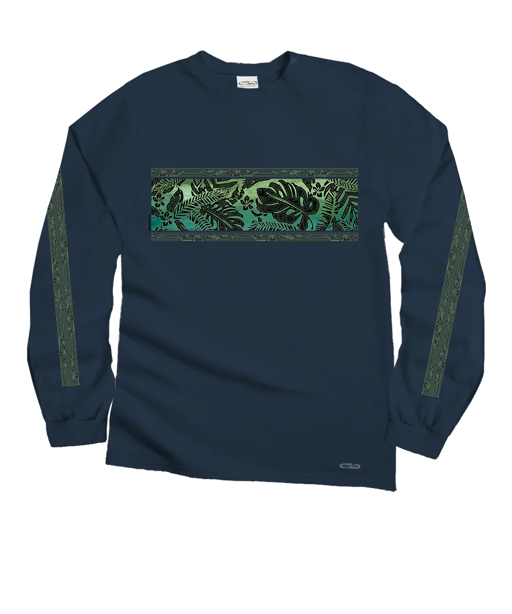 Rainforest Pua - Navy Long Sleeve Crewneck T-Shirt