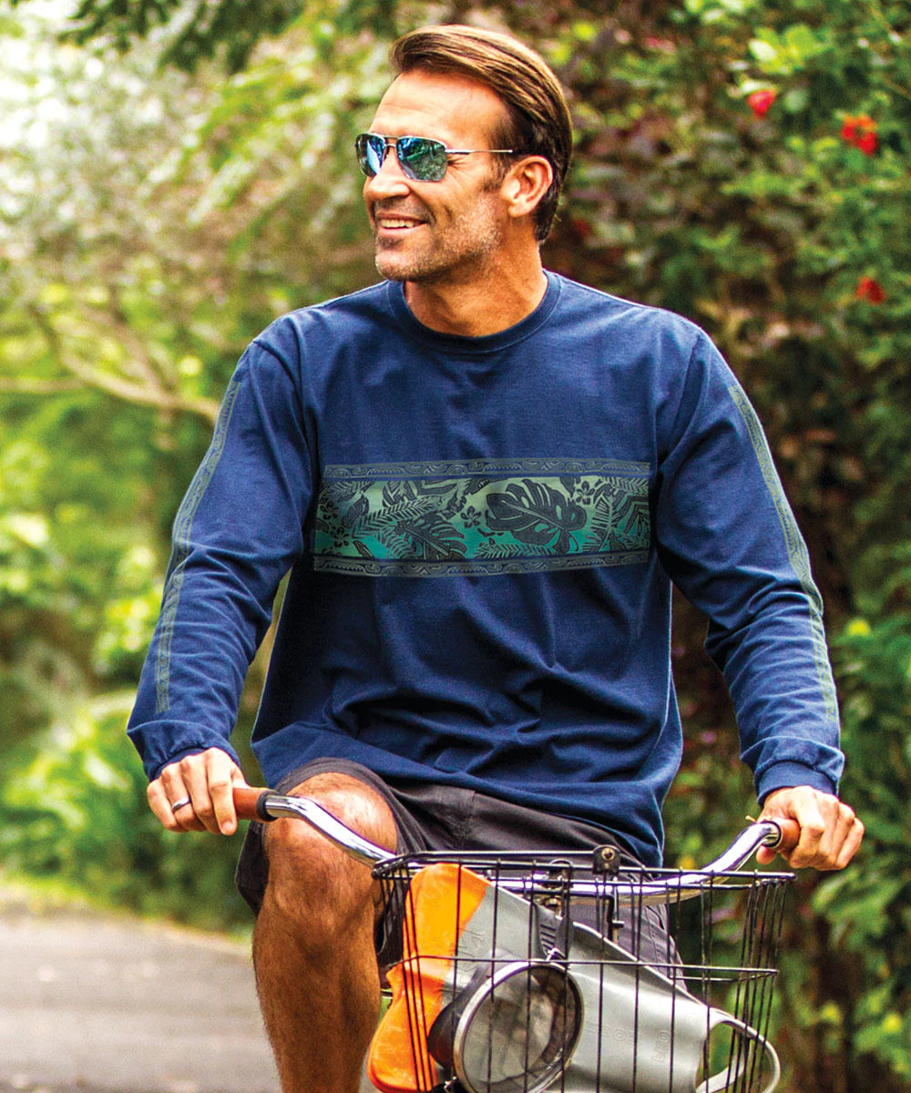 Rainforest Pua - Navy Long Sleeve Crewneck T-Shirt - Image 2