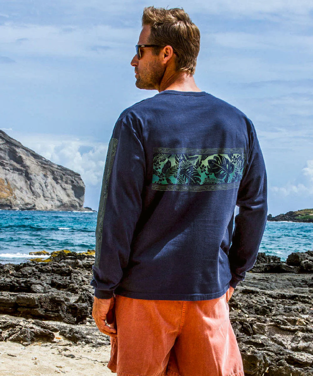 Rainforest Pua - Navy Long Sleeve Crewneck T-Shirt - Image 3