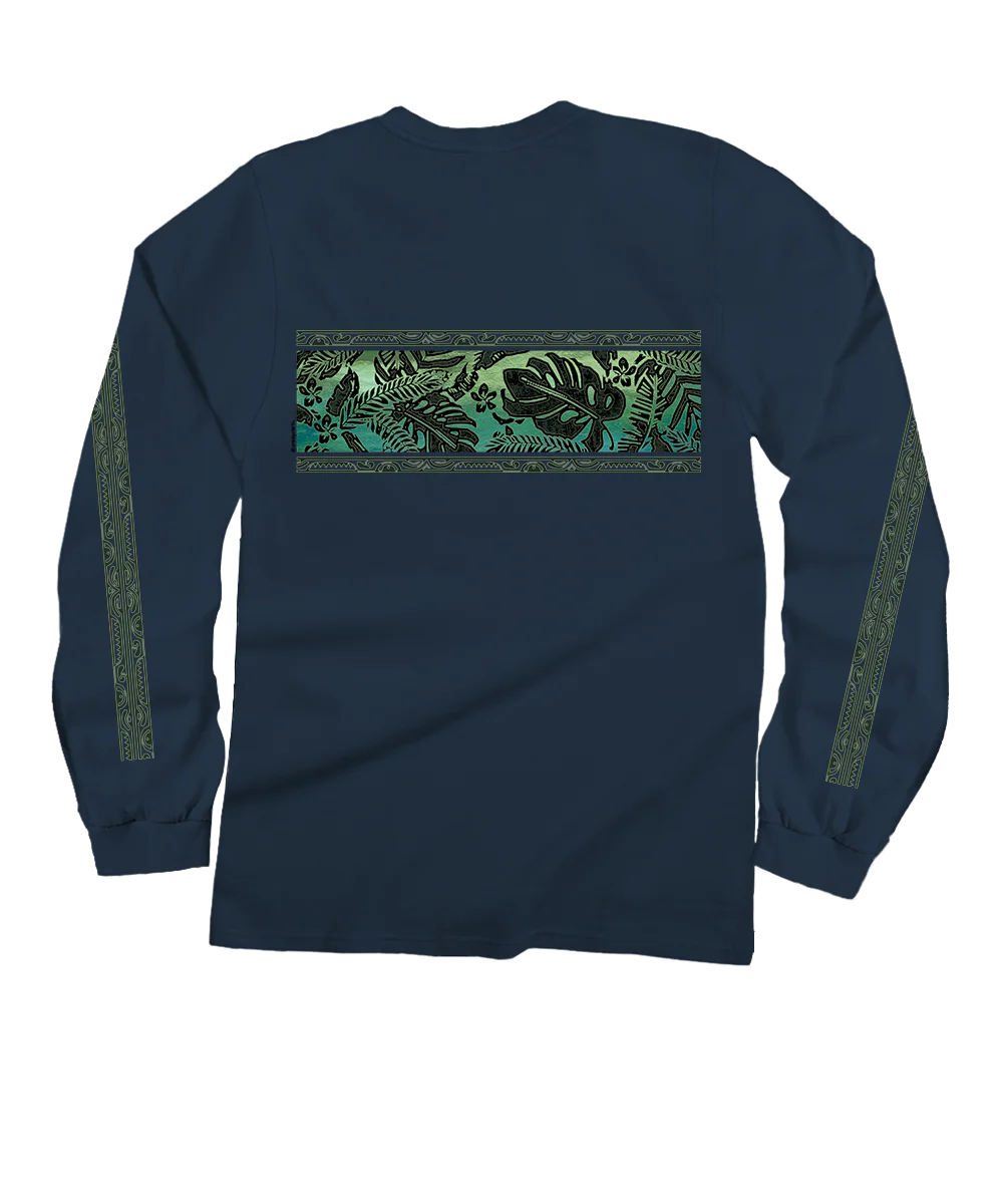Rainforest Pua - Navy Long Sleeve Crewneck T-Shirt - Image 4