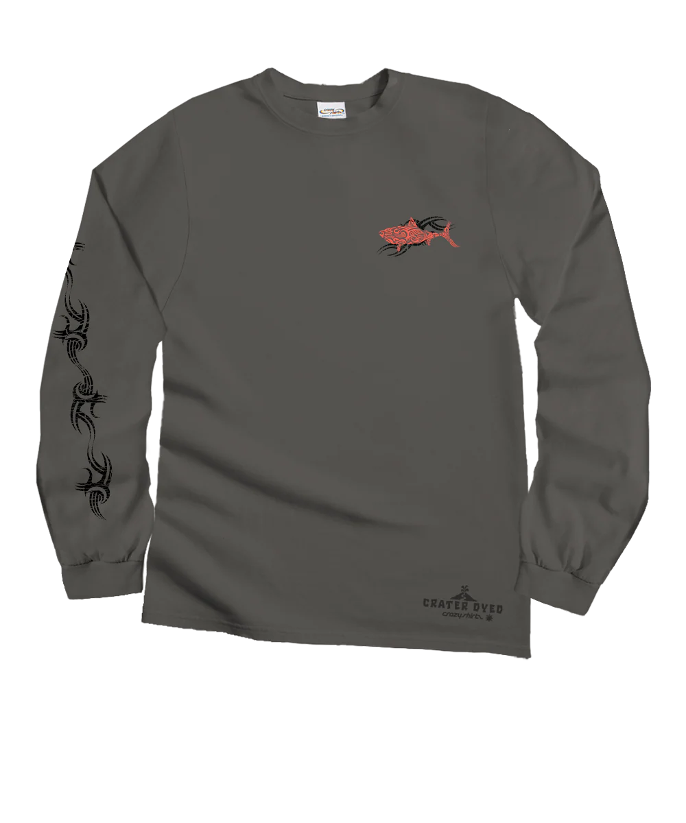 Red Shark - Crater Dyed® Long Sleeve Crewneck T-Shirt - Image 4