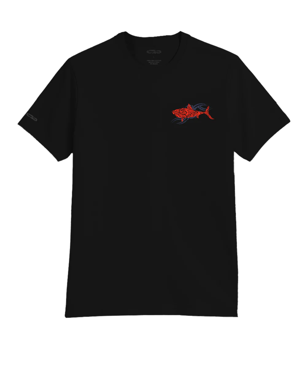 Red Shark - Jet Black Short Sleeve Pima T-Shirt - Image 4