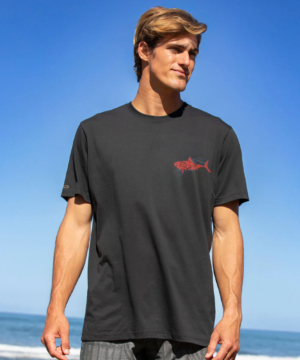 Red Shark - Jet Black Short Sleeve Pima T-Shirt - Image 3