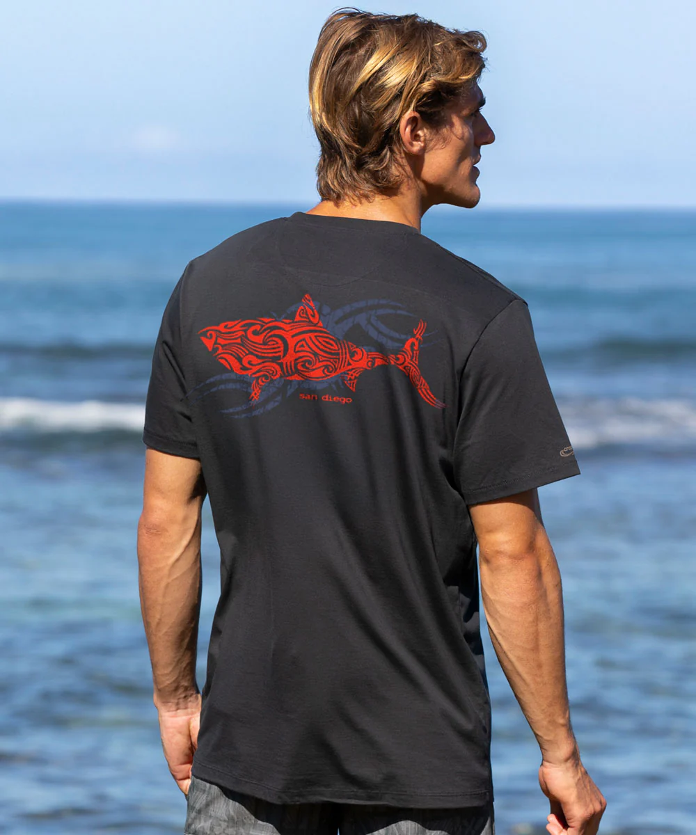 Red Shark - Jet Black Short Sleeve Pima T-Shirt - Image 2