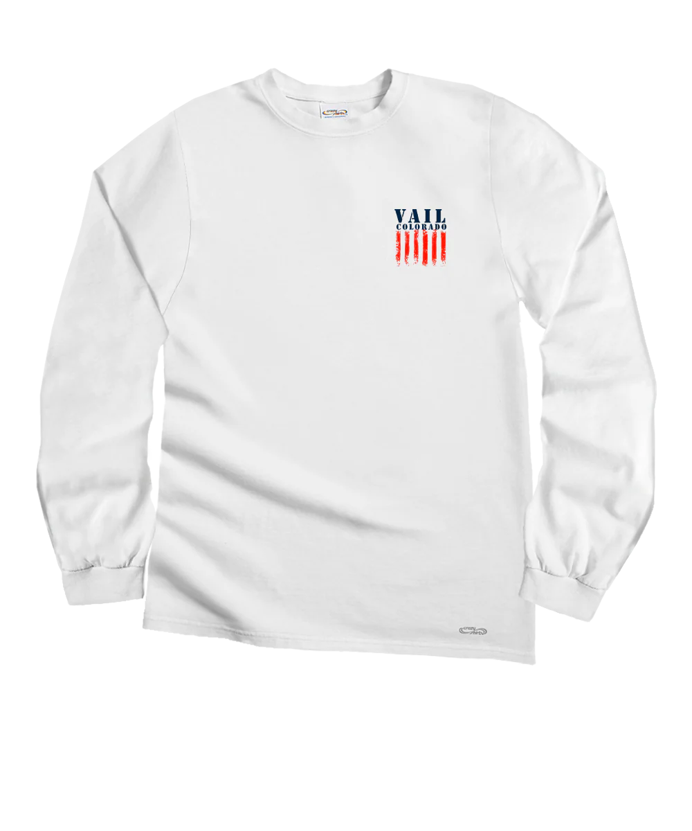 Red White Blue Flag - White Long Sleeve Crewneck T-Shirt - Image 4